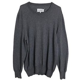 Maison Martin Margiela Maison Margiela Ellenbogen-Patch-Pullover aus grauer Baumwollwolle Grau