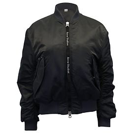 Acne Studios Clea Aviator Bomber Jacket in Black Nylon Black