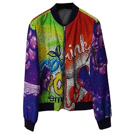 Moschino Couture Soda Pop Print Bomber Jacket in Multicolor Polyamide Multiple colors