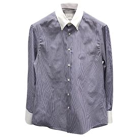 Brunello Cucinelli Camicia Elegante Slim Fit in Cotone Stampato Bianco Altro