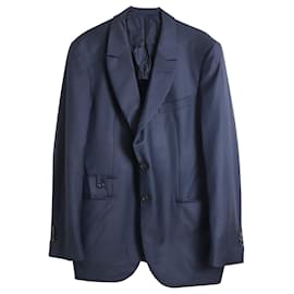 Saint Laurent-Saint Laurent Anzugsjacke aus marineblauer Wolle-Blau,Marineblau