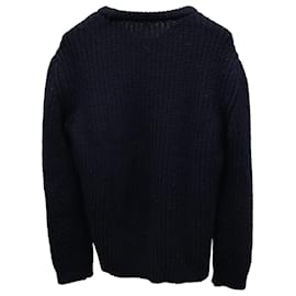 Gucci-Gucci Pull épais tricoté en laine bleu marine-Bleu Marine