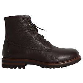 Brunello Cucinelli Botins rasos com cadarço em couro marrom escuro Marrom