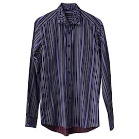 Etro-Etro Paisley and Stripe Print Shirt in Purple Cotton-Other