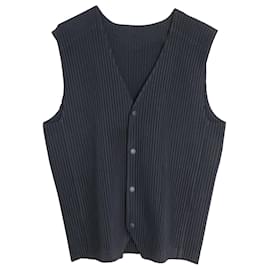 Issey Miyake-Homme Plisse Issey Miyake Basic Vest in Black Polyester-Black