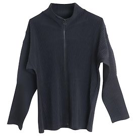 Homme Plisse Issey Miyake Zip-Up Jacket in Black Polyester Black