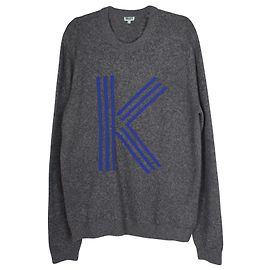 Strickpullover mit Kenzo K-Logo aus grauer Wolle Grau