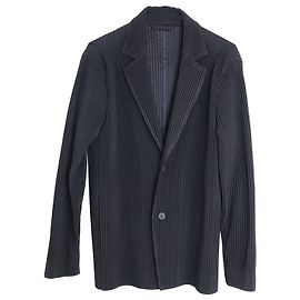 Homme Plisse Issey Miyake Single-Breasted Blazer in Black Polyester  Black