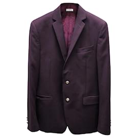 Versace-Versace Collection Tailored Single-Breasted Blazer in Deep Purple Wool-Purple