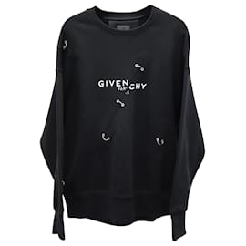 Givenchy-Givenchy Metal Detail Oversized Sweatshirt in Black Cotton-Black