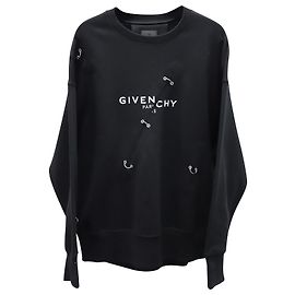 Übergroßes Sweatshirt mit Metalldetail von Givenchy aus schwarzer Baumwolle Schwarz