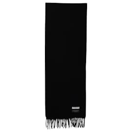 Sandro-Sandro Paris Fringed Scarf in Black Wool-Black