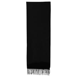 Sandro-Sandro Paris Fringed Scarf in Black Wool-Black