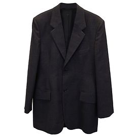 Balenciaga Boxy Einreihige Jacke aus schwarzer Wolle Schwarz