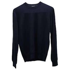 Theory-Theory Crewneck Sweater in Navy Blue Wool-Navy blue