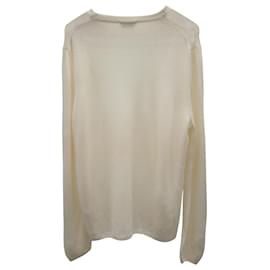 Prada-Prada suéter de malha com gola redonda em caxemira branca-Branco,Cru