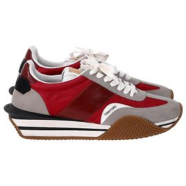 Baskets Tom Ford James en Nylon et Daim Rouge Rouge