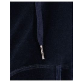 Tom Ford Kapuzenpullover mit Reißverschluss aus blauer Samtbaumwolle Blau Marineblau