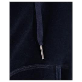 Tom Ford-Tom Ford Zip Hoodie in Blue Velvet Cotton-Blue,Navy blue