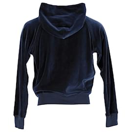 Tom Ford-Tom Ford Zip Hoodie in Blue Velvet Cotton-Blue,Navy blue