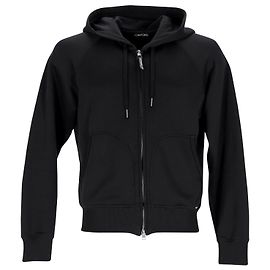 Tom Ford Zip Hoodie Jacke aus schwarzem Baumwollpolyester Schwarz