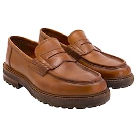 Brunello Cucinelli-Brunello Cucinelli Loafers in Brown Leather-Brown