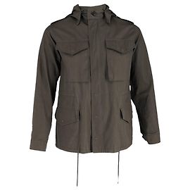 Giacca Impermeabile con Cappuccio Sandro Paris in Cotone Kaki Scuro Verde Cachi