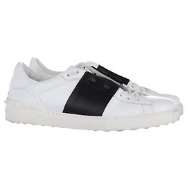 Valentino Garavani Baskets Open Bicolores en Cuir Blanc Blanc