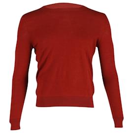 Apc-a.P.C Roundneck Long Sleeve Sweater in Red Wool-Red
