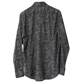 Etro-Camisa estampada Etro Paisley em algodão preto-Outro