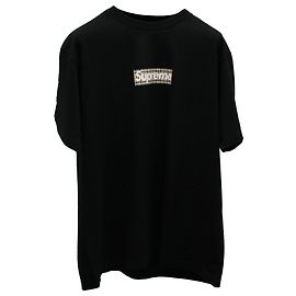 Camiseta com logo Burberry x Supreme em algodão preto Preto