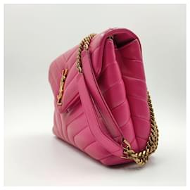 Saint Laurent-Saint Laurent  small Loulou bag in fuchsia quilted leather-Pink
