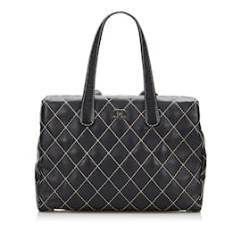 Chanel-Surpique Leather Tote Bag-Black