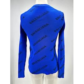 Balenciaga-BALENCIAGA Maille T.International S Polyester-Bleu