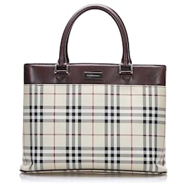 Burberry-Burberry Brown House Check Tote-Brown,Multiple colors,Beige