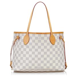 Louis Vuitton-Louis Vuitton White Damier Azur Neverfull PM-Blanc