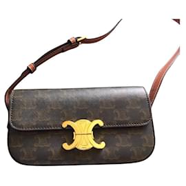 Céline-Celine Triomphe Canvas Shoulder Bag-Brown