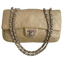 Sac à main Chanel Classic Beige Doré Cuir Beige Doré