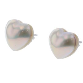 Tasaki 18k Goldherz-Perlenohrring Silber