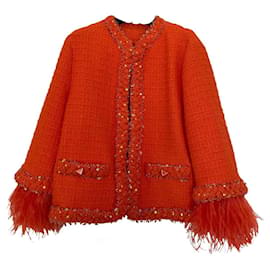 Valentino Orange Wool Jacket with Sequins Orange