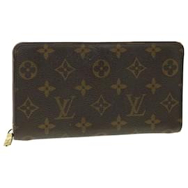 Louis Vuitton-Carteira LOUIS VUITTON Monogram Porte Monnaie Zip Longa M61727 LV Auth th3516-Monograma
