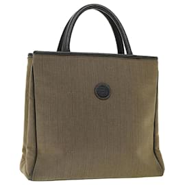 Fendi-FENDI Pecan Canvas Hand Bag Brown Auth bs4791-Brown