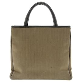 Fendi-FENDI Pecan Canvas Hand Bag Brown Auth bs4791-Brown