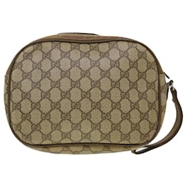 Gucci-GUCCI GG Canvas Web Sherry Line Clutch Bag Beige Red Green Auth am4114-Red,Beige,Green