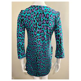 Diane Von Furstenberg-Vestido de reedição vintage DvF com padrão "Acid Leopard"-Multicor