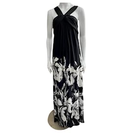 Halston Heritage-Empire style evening gown Halston Heritage-Black,White,Grey