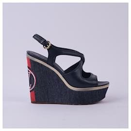Louis Vuitton-LOUIS VUITTON  Heels EU 37.5 Cloth-Navy blue