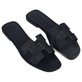 Hermès-HERMES  Sandals T.EU 35.5 cloth-Blue