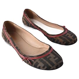 Fendi-FENDI Ballerines T.UE 37 chiffon-Marron