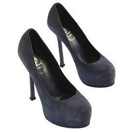 SAINT LAURENT  Heels EU 38 Suede Navy blue